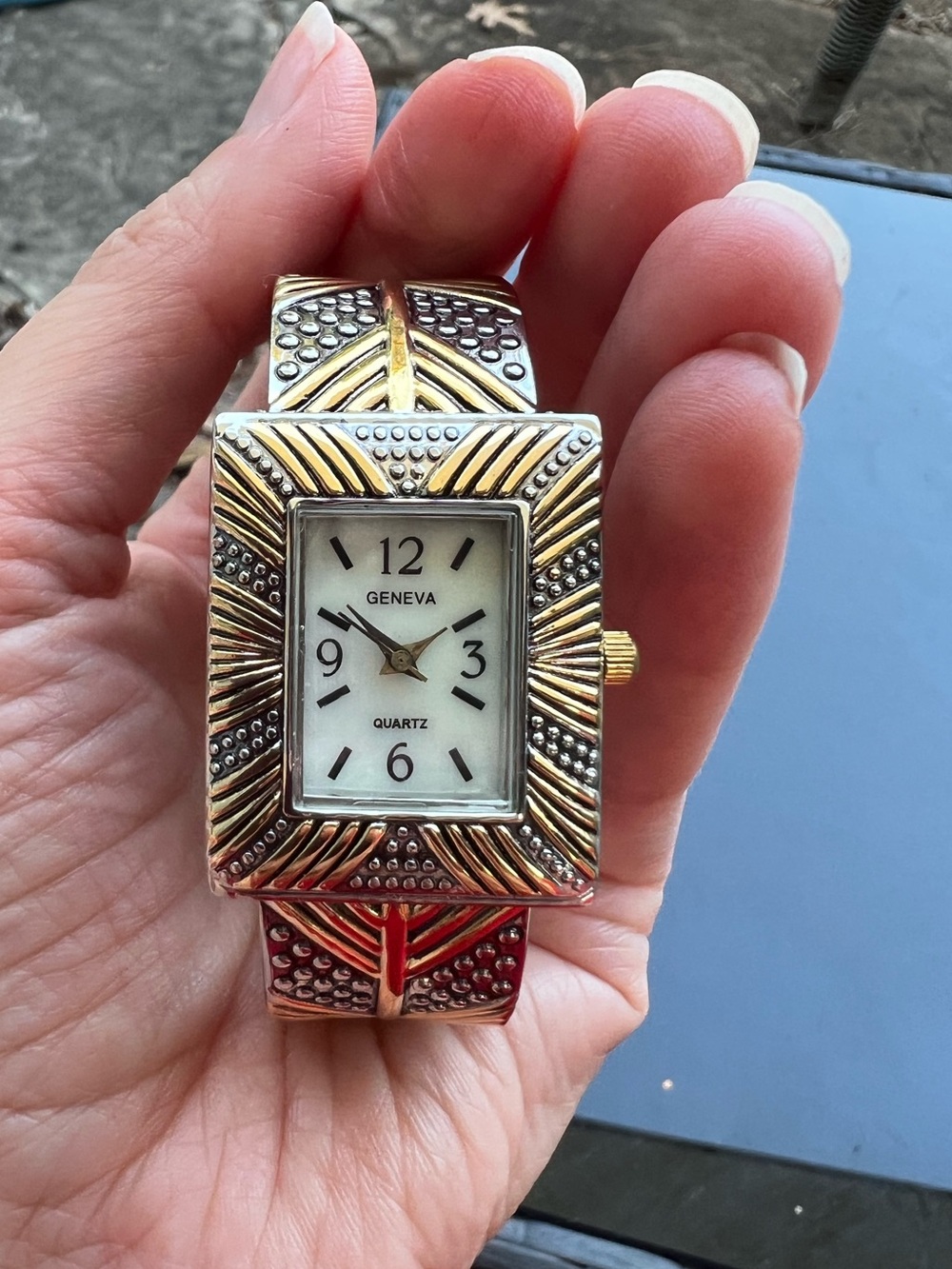 Geneva Two-Tone Gold and Silver Decorative Vintage Y2K Women's Bracelet Watch